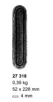 Ferronnerie - 27 318 Paumelle de porte 52x228mm